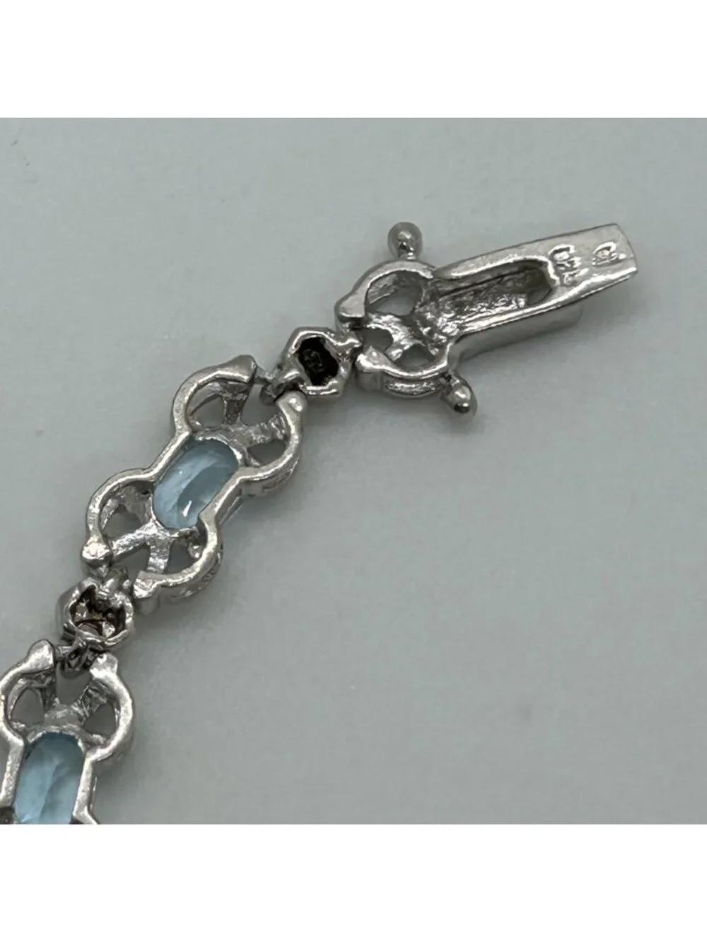 Sterling Silver Tennis Bracelet Blue Gemstones 6.5 